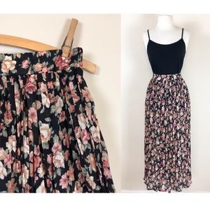 vintage 90s sheer floral maxi skirt black india festival grunge boho hippie